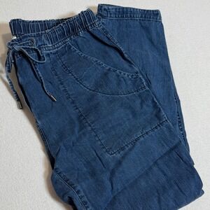Eileen Fisher Denim Pants Womens XS Drawstring Utility Pockets Tencel Blend